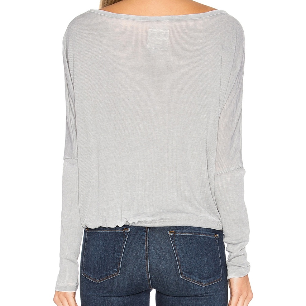 Chaser Rib Oversize Open Neck Drawstring Top White - Picture 3 of 8